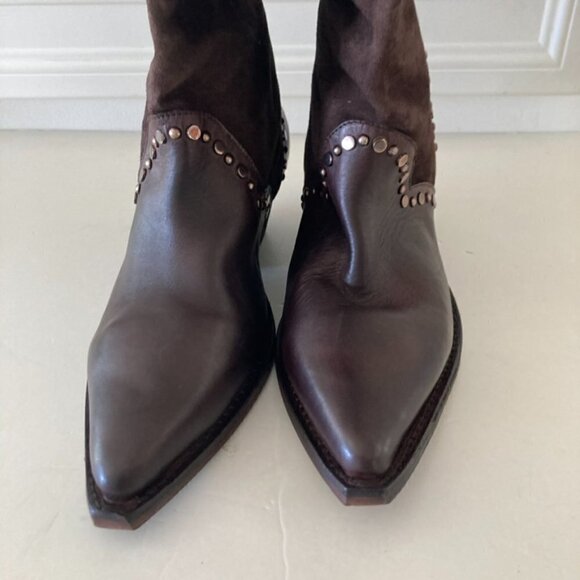 NWOB Free People Jaxon Studded Brown Suede Western Boots - Picture 5 of 9